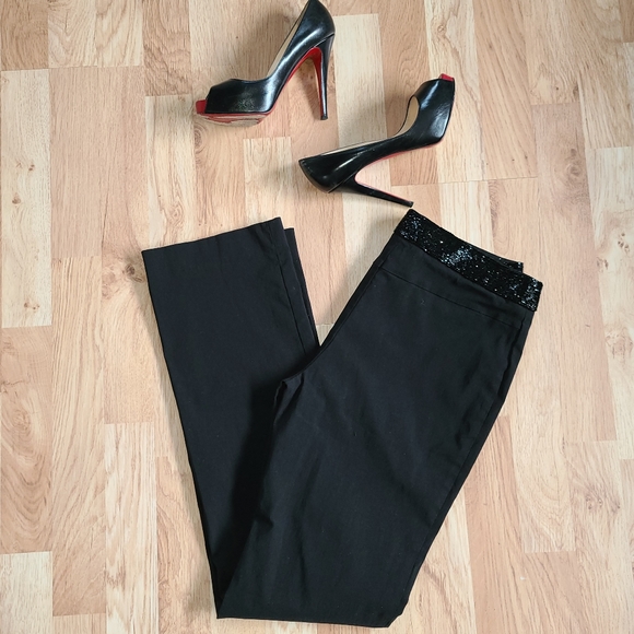 INC Beaded Waist Black Pants - size 8 - Picture 2 of 8